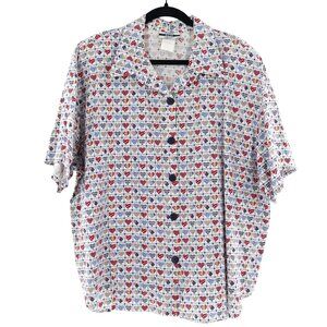 Best Blouse Company Heart Patchwork Shirt Women 24W Multi Lovecore Vintage Retro